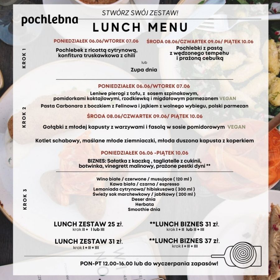 Lunch menu na nowy tydzień! 06.06-10.06